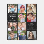 Couverture Polaire Grand-parents 10 Photo Collage noir (Devant)