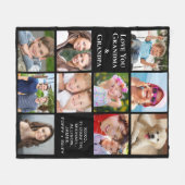 Couverture Polaire Grand-parents 10 Photo Collage noir (Devant (Horizontal))