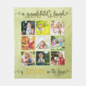 Couverture Polaire Grand-parents 9 Carré Photo Collage Vert (Devant)