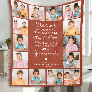 Couverture Polaire Grand-parents Personnalisé Terracotta Photo Collag