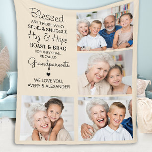 Couverture Polaire Grand-parents personnalisés Citer Collage Photo