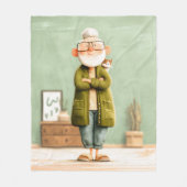 Couverture Polaire Grand-père de charme et son chat (Devant)