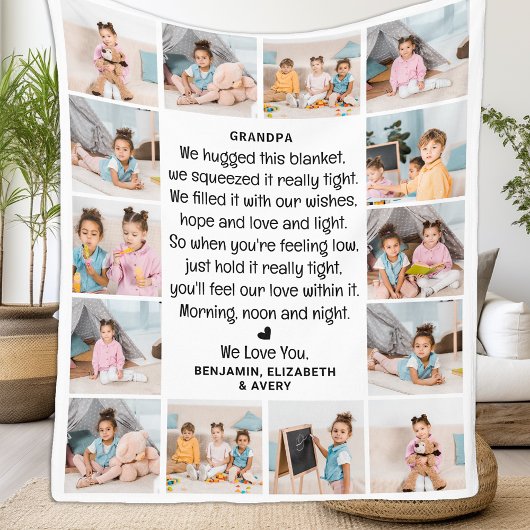 Couverture Polaire Grand-père moderne personnalisé multiphoto grands-