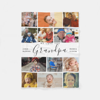 Couverture Polaire grand-père Nous t'aimons | Collage de photos de co