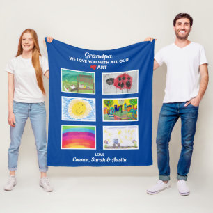 Couverture Polaire Grand-père Nous Vous Aimons, Petits-Enfants Dessi