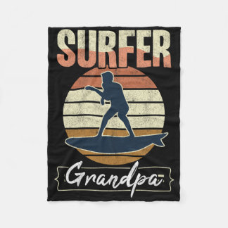 Couverture Polaire Grand-père surfeur surf rétro surfant grand-père v