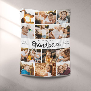 Couverture Polaire Grand-père We Love you Hearts Modern Photo Collag