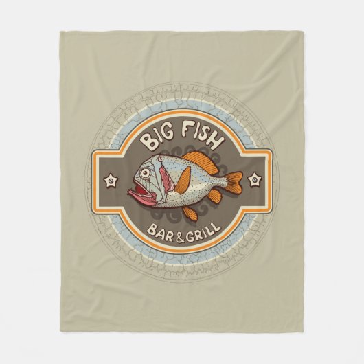 Couverture Polaire Grande affiche de bar et grill de poissons (Devant)