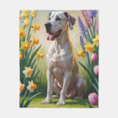Couverture Polaire Grande Dane Fleurs de printemps de chien Peinture (Devant)