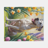 Couverture Polaire Grande Dane Fleurs de printemps de chien Peinture (Devant (Horizontal))