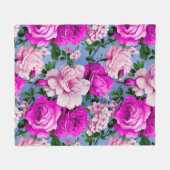 Couverture Polaire Grande fleur de rose violette rétro (Devant (Horizontal))