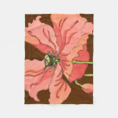 Couverture Polaire Grande Fleur rose avec Arrière - plan rouge profon (Devant)