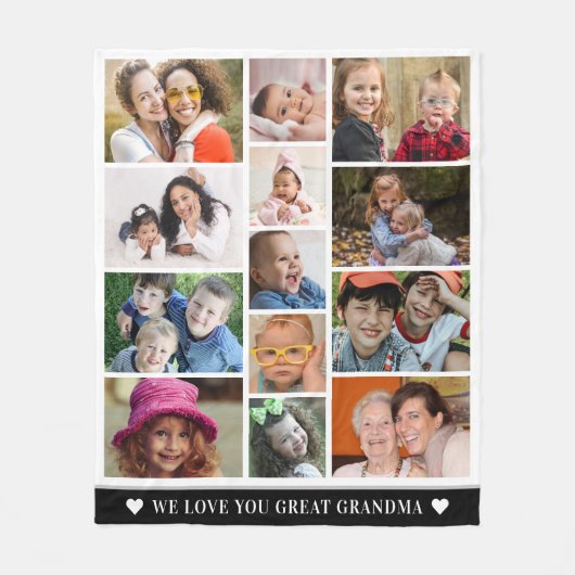 Couverture Polaire Grande grand-mère vous aime 13 Collage photo (Devant)