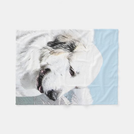 Couverture Polaire Grande peinture pyrénéenne - Art original du chien (Devant (Horizontal))