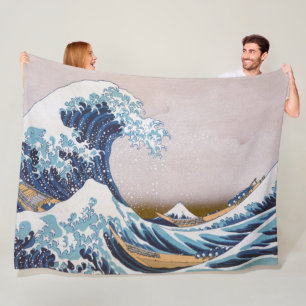 Couverture Polaire Grande vague du tsunami Kanagawa Japon par Hokusai