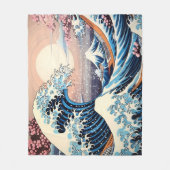 Couverture Polaire Grande vague inspirée rose sakura esthétique (Devant)