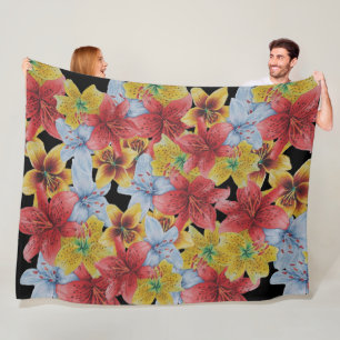 Couverture Polaire grandes et audacieuses fleurs colorées florales