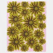 Couverture Polaire grandes et audacieuses fleurs jaunes avec rayures (Devant)