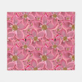 Couverture Polaire Grandes fleurs roses. (Devant (Horizontal))