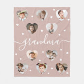 Couverture Polaire Grandma 10-Photo Collage Élégant Script Dusty Rose (Devant)
