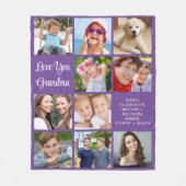 Couverture Polaire Grandma 10 Photo Collage Purple (Devant)
