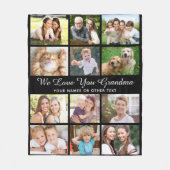 Couverture Polaire Grandma 12 Photo Collage noir (Devant)