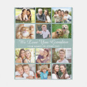 Couverture Polaire Grandma 12 Photo Collage Sage Green (Devant)
