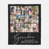 Couverture Polaire Grandma 30 Photo Collage noir (Devant)