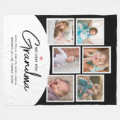 Couverture Polaire Grandma 6 Photo Collage Script noir (Devant (Horizontal))