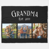 Couverture Polaire Grandma Est. Established Year Custom Name 3 Photo (Devant (Horizontal))