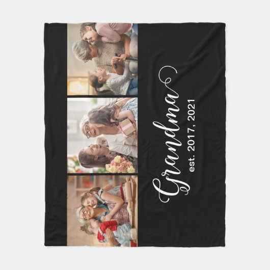 Couverture Polaire Grandma Established Script Gift 3 Photo (Devant)