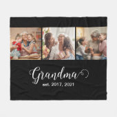 Couverture Polaire Grandma Established Script Gift 3 Photo (Devant (Horizontal))