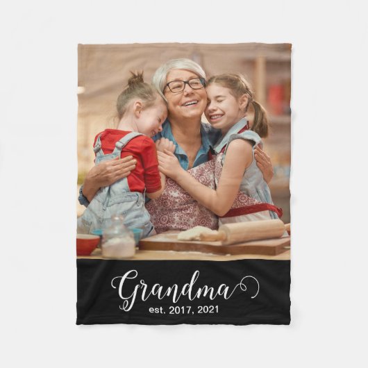 Couverture Polaire Grandma Established Script Gift Photo (Devant)