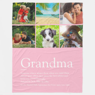 Couverture Polaire Grandma Granny Définition Collage Photo Rose