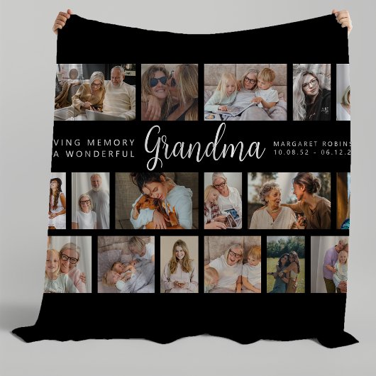 Couverture Polaire Grandma Memorial 18 Photo Collage