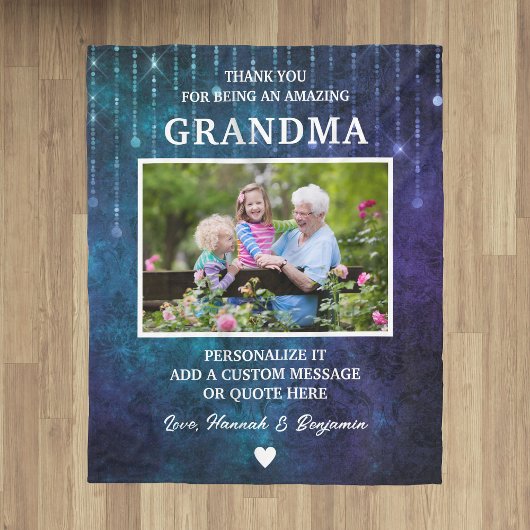 Couverture Polaire Grandma Merci Bleu Épercées Personnalisées