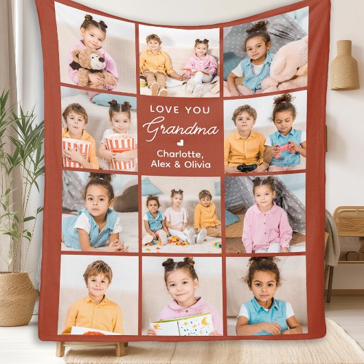 Couverture Polaire Grandma Personnalisée Terracotta 11 Photo Collage