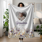 Couverture Polaire Grandma Purple Aquarelle Fleurs sauvages et cadeau