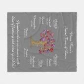 Couverture Polaire Grandma Tree Hearts blanc sur Grey 10 noms et date (Devant (Horizontal))