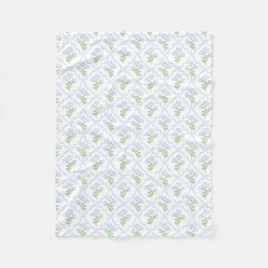 Couverture Polaire Grandmillennial Preppy Hydrangeas Trellis (Devant)