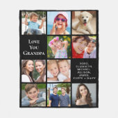 Couverture Polaire Grandpa 10 Photo Collage noir (Devant)