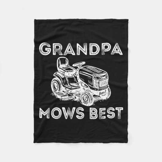 Couverture Polaire Grandpa Mows Funny Lawn Mower Father's Day Papa (Devant)