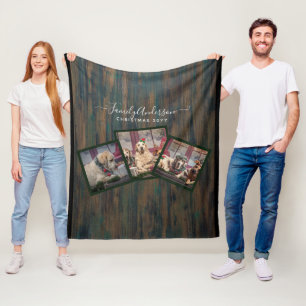 Couverture Polaire GRANDPARENT CADEAUX DE COLLAGE PHOTO - Bois rustiq