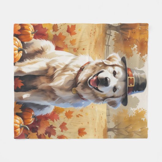 Couverture Polaire Grands Pyrénées À L'Automne Feuilles L'Art Thanksg (Devant (Horizontal))