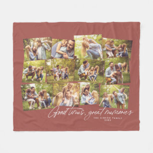 Couverture Polaire Grands souvenirs terracotta 12 photo collage famil