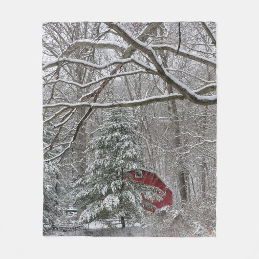 Couverture Polaire Grange rouge neigeuse (Devant)