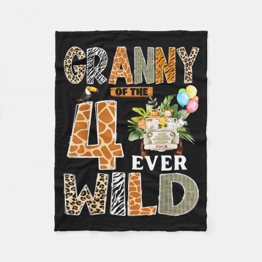 Couverture Polaire Granny Of The Four Ever Wild Safari 4th Birthday B (Devant)