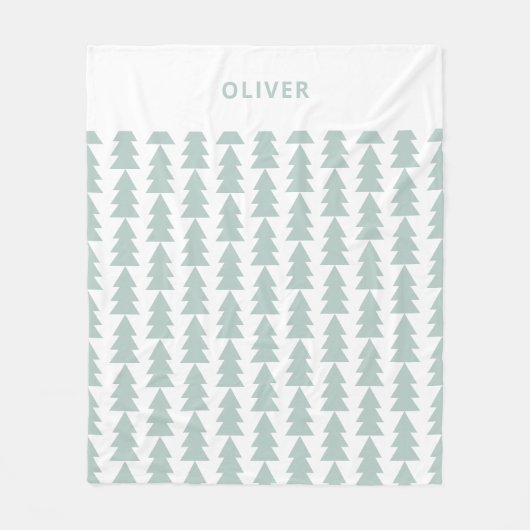 Couverture Polaire Graphique d'arbre de Noël vert bleu géométrique mo (Devant)