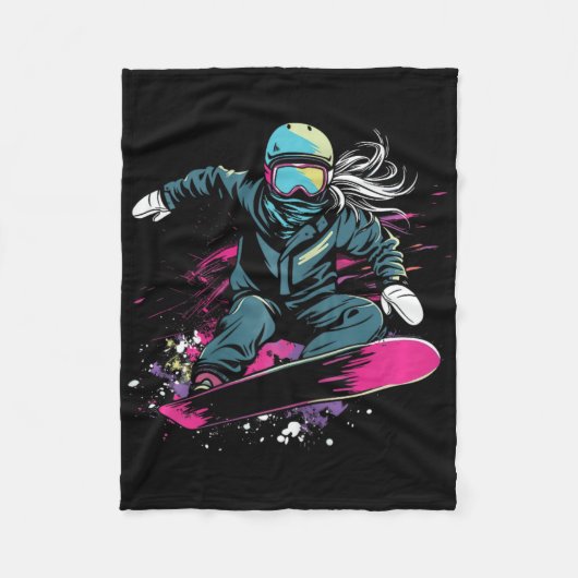 Couverture Polaire Graphique de la fille de snowboard (Devant)