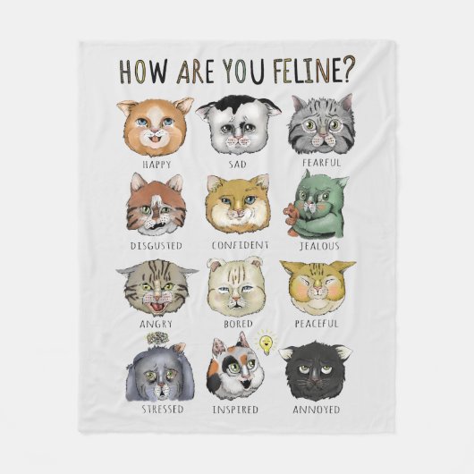 Couverture Polaire Graphique de sensations drôle de chat Comment êtes (Devant)